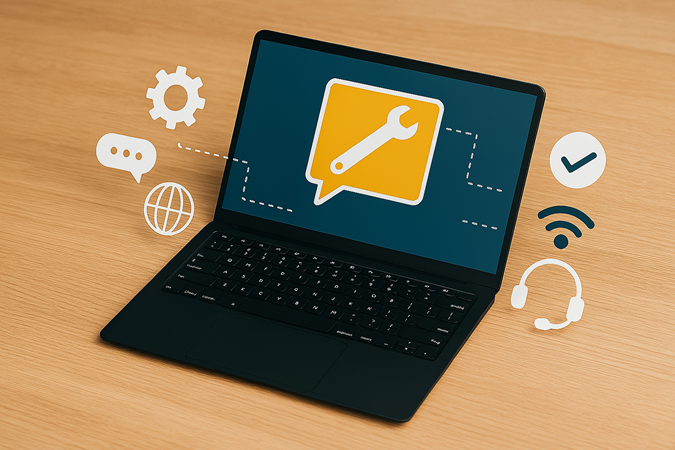 Remote IT support assistance concept